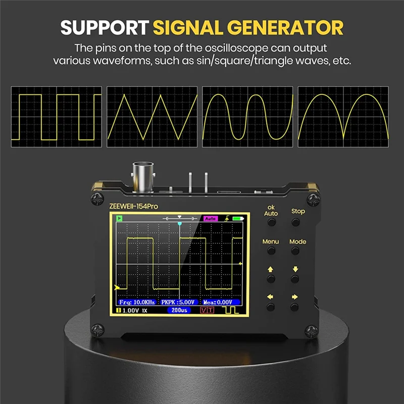 A013 Digital Oscilloscope,14 Type Measurement, 40MSa/S Sampling Rate, 18MHz Bandwidth, 2.4In LCD Display with 10X, 100X Probe