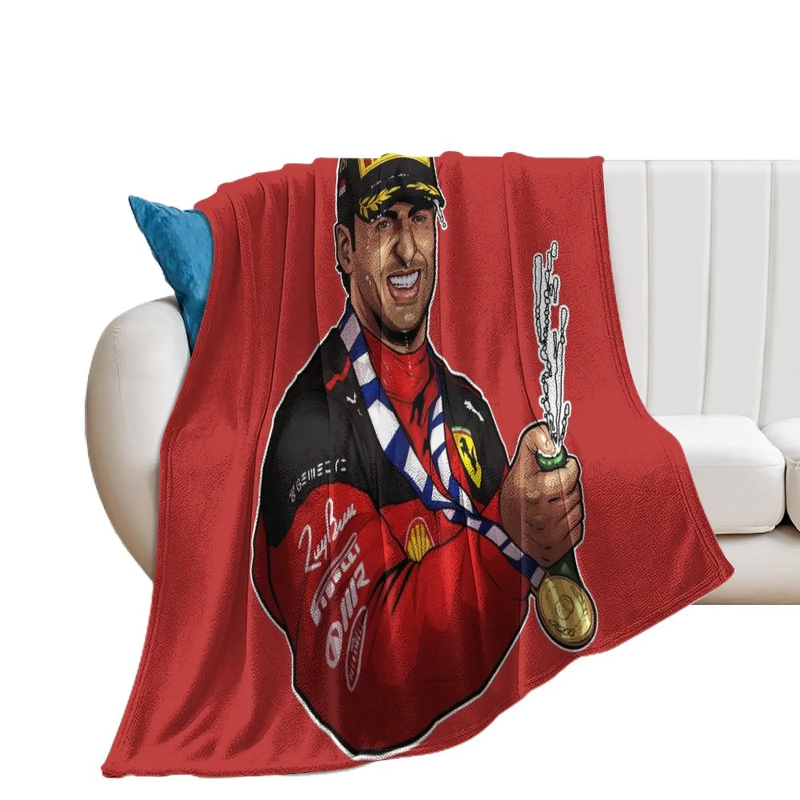 

Carlos Sainz Jr Winner GP de Singapore fanart Throw Blanket Thermals For Travel Sofa Blankets