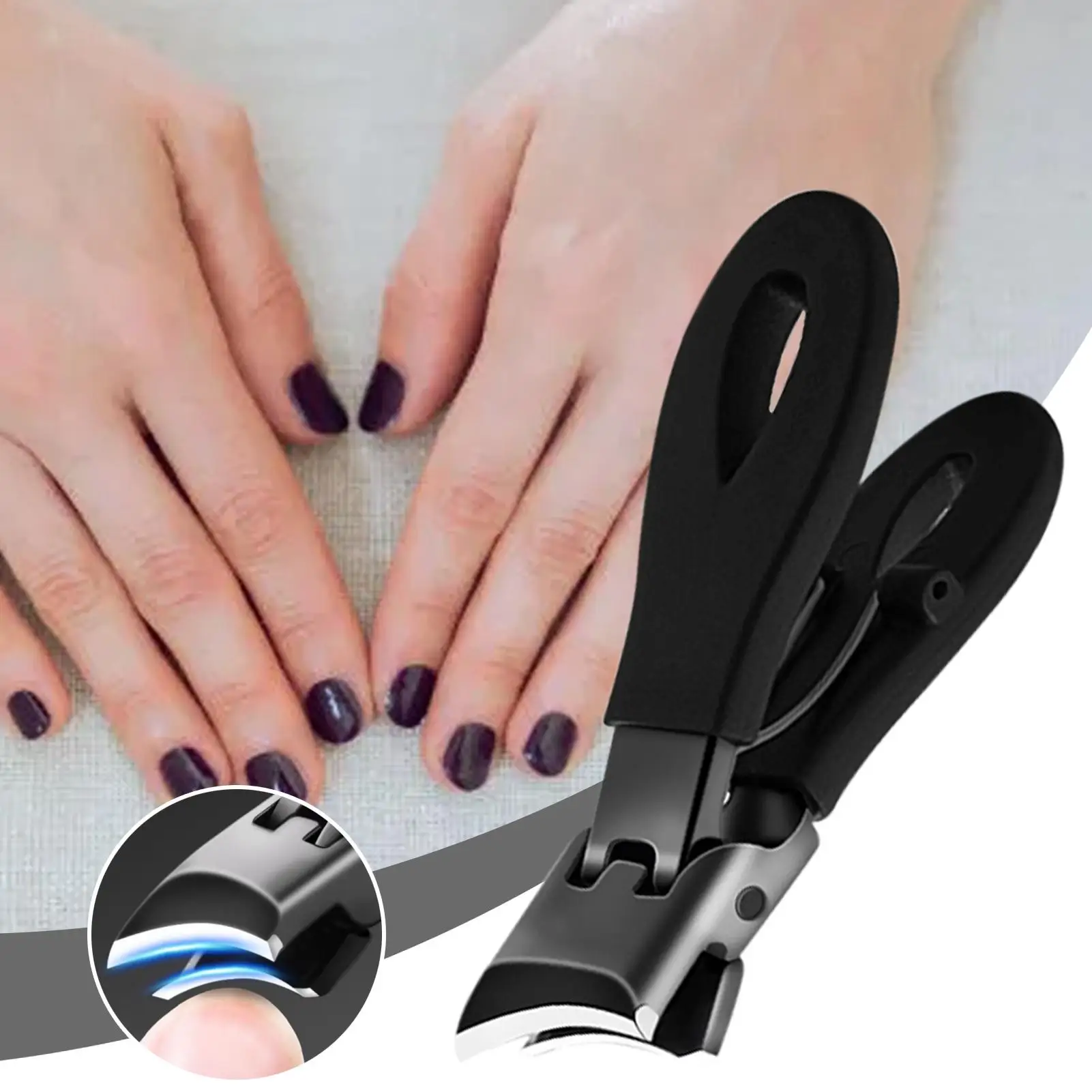 مائل مسمار كليبرز الفولاذ المقاوم للصدأ مكافحة سبلاش أداة قص الأظافر كليبرز مانيكير الجمال أداة واسعة الفك افتتاح منحني مسمار المقص