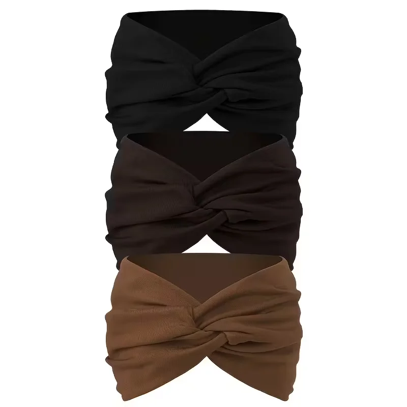 3 Stück breite Haarbänder für Damen, aus elastischem, einfarbigem Material, rutschfestes Haaraccessoire für Sport und Bewegung, vielseitiges Accessoire. – Detail 7