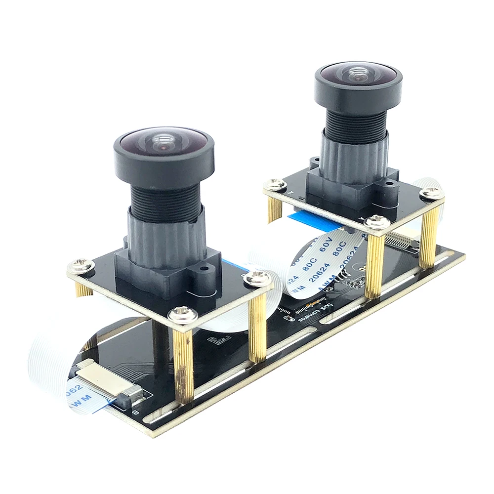 1080P عين السمكة كاميرا ويب مزدوجة 8 مللي متر عدسة ستيريو تزامن 5MP 30FPS وحدة كاميرا بمنفذ USB للفيديو ثلاثية الأبعاد VR الواقع الافتراضي