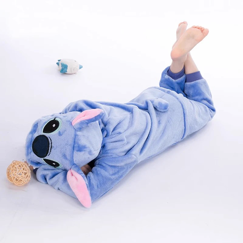 Disney Stitch Costumes Women Stitch Cosplay Jumpsuit for Adults Cute Hooded Pajamas Onesie Halloween Costumes Women Men