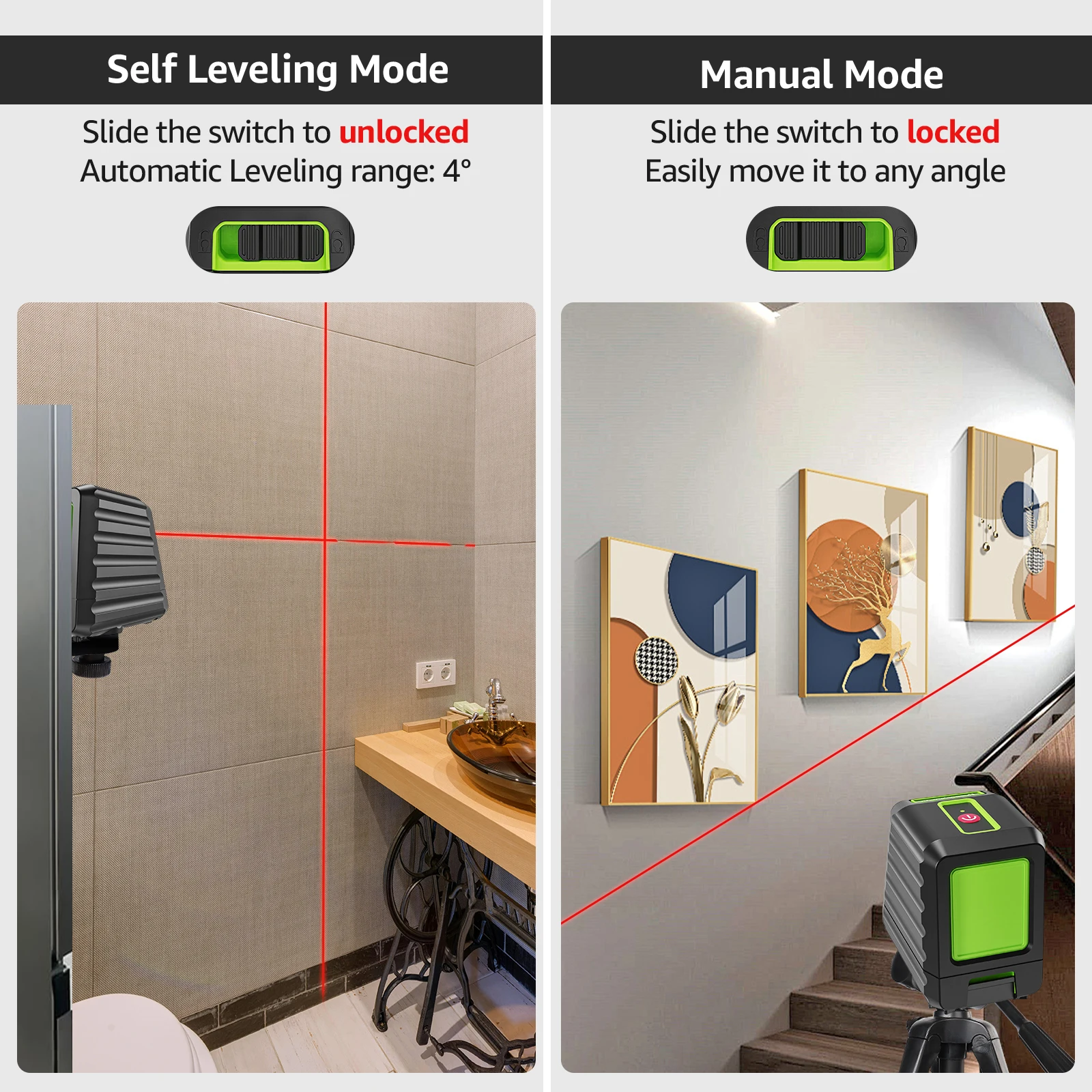 Huepar BOX-1R Nível de laser de linha cruzada de feixe vermelho com suporte magnético Lasers verticais/horizontológicos Ferramenta de laser de nível autonivelante