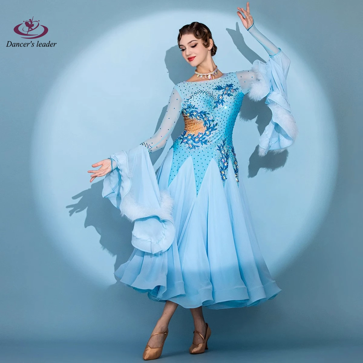 เต้นรําละตินเพชรหญิงผู้ใหญ่เด็กระดับไฮเอนด์ที่กําหนดเองที่ทันสมัยแขนปุยW Altzประสิทธิภาพสูงแฟลชชุด