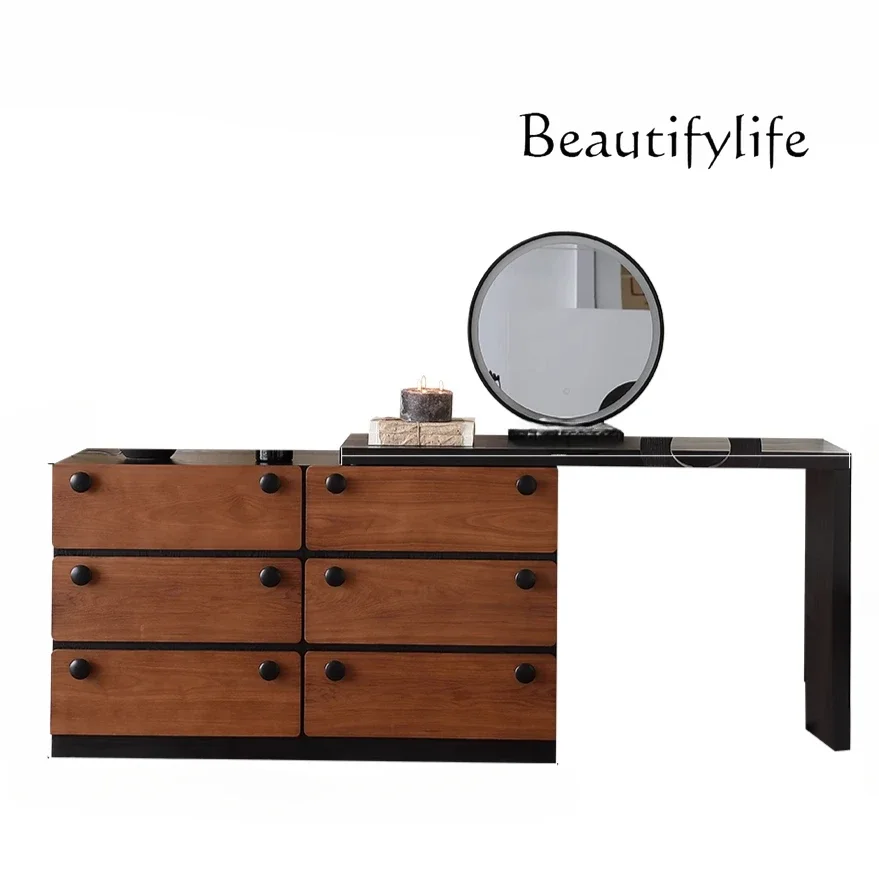 X35 Medieval Solid Wood Dresser Chest Integrated French Retro Bedside Storage Bedroom Corner Makeup Table