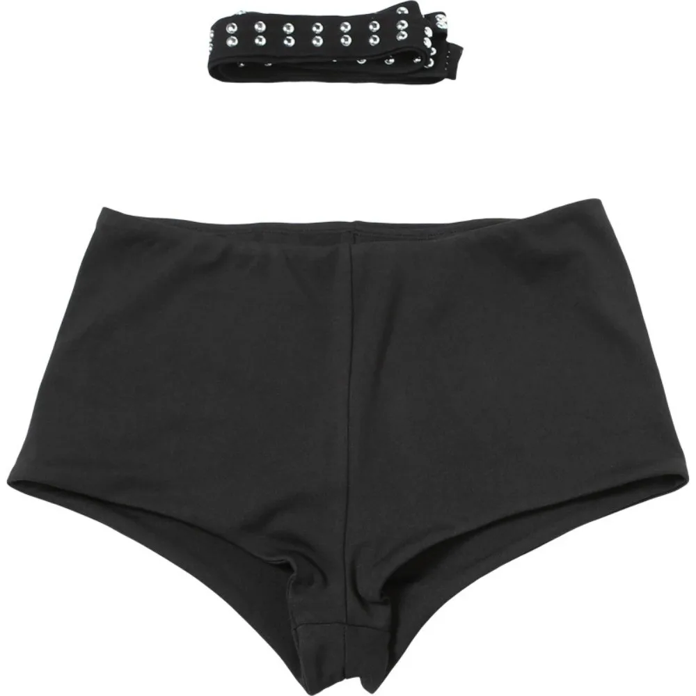 

Long Waistband Backless Slim Suits Slim Fit Korean Style Belt Vests Sweet Biased Collar Rivet Shorts Spicy Girls