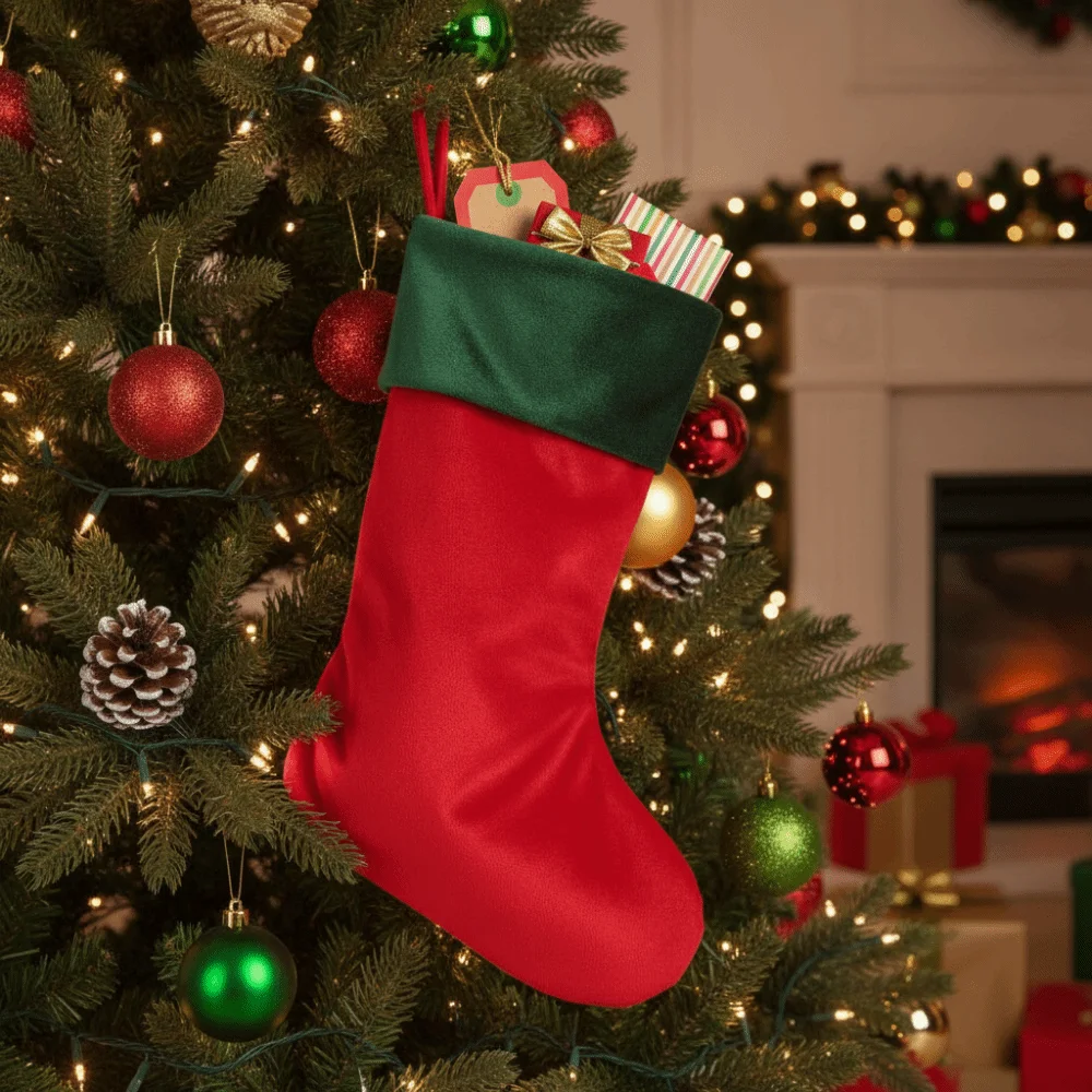 Kaus Kaki Natal Beludru Merah  - Christmas Stocking Hanging ulasan dan harga