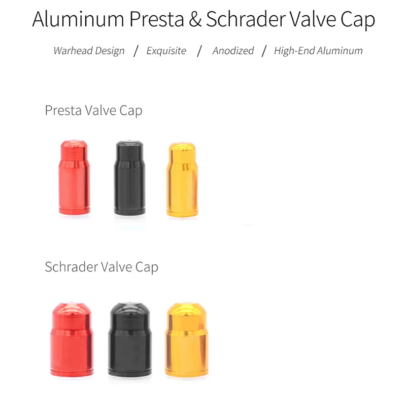 

2Pcs 16mm Bicycle Tire Valve Cap Aluminum Alloy Presta / Schrader Valve Cap for Mountain/Road Bikes for Car Tires Dustproof