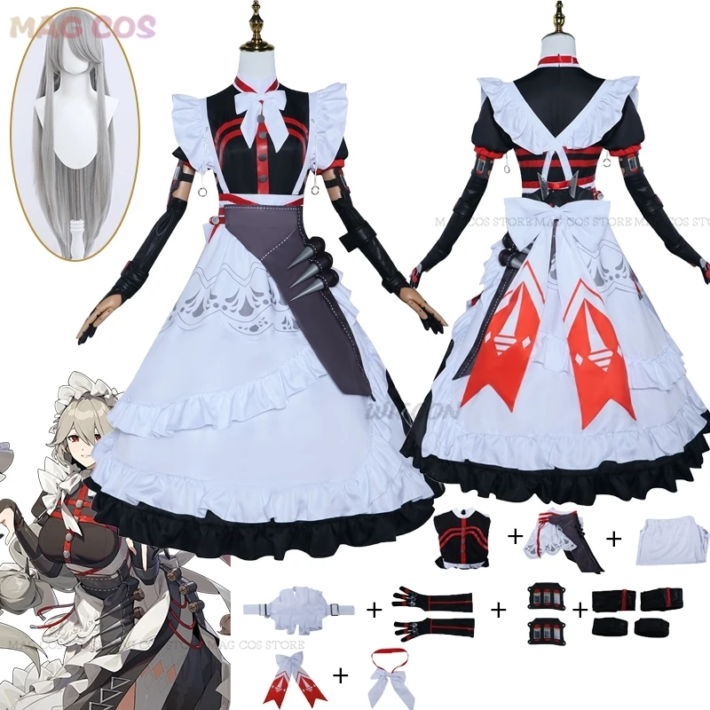 女性のためのアニメzenlessゾーンゼロコスプレ衣装、Vivicsillt maid attide and wig、alexandrina、コスプレ、ゲーム、パーティースーツ