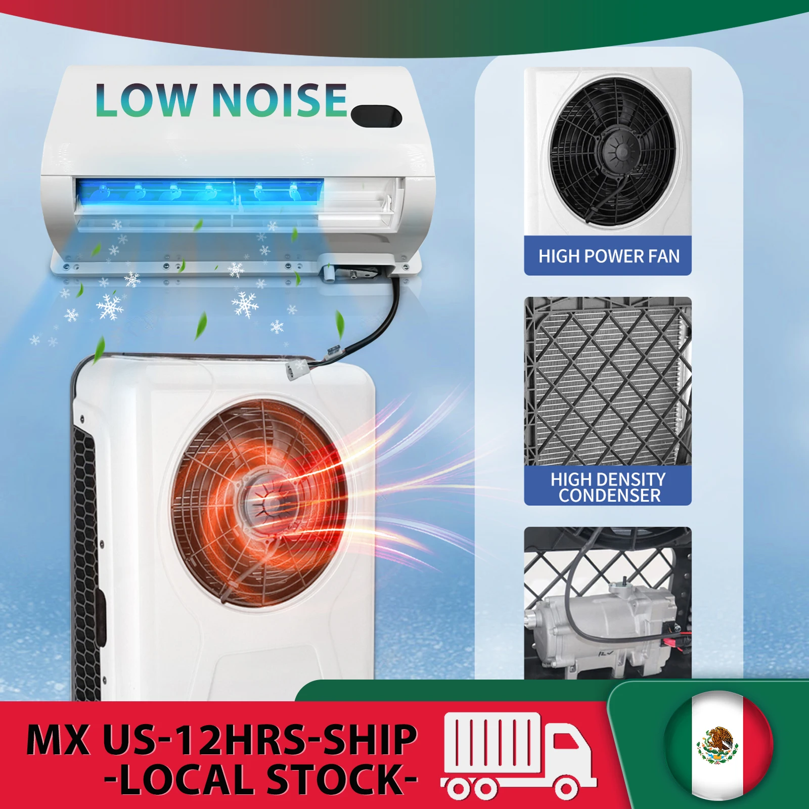 

Treeligo 10500BTU Cool Truck Electric Parking Air Conditioner 12V Bus RV Caravan Camper Van Refrigeration Split Air Conditioning