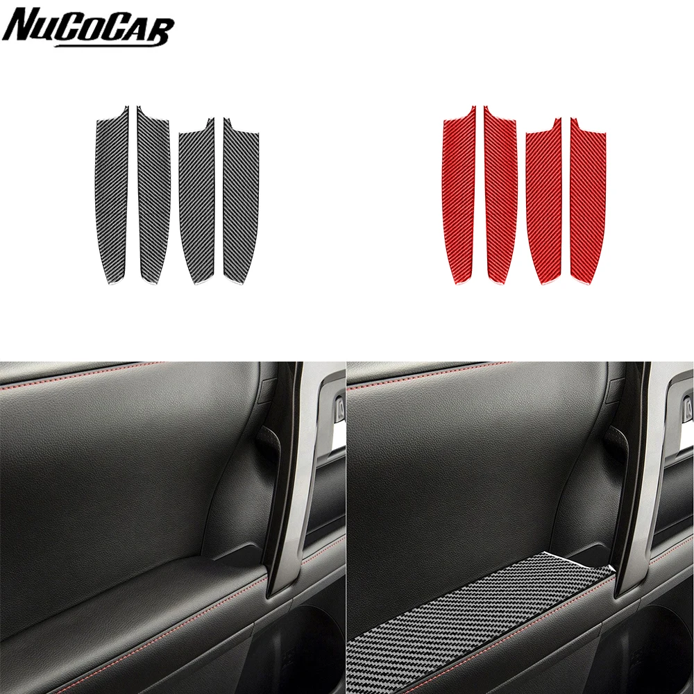 For Toyota 4runner 2010-2020 Carbon Fiber door armrest Panel Trim Cover strip Car Accessories Interior Decorative Stickers
