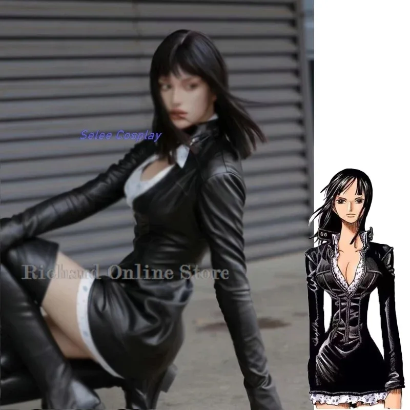 AIAI 2025Nico 올 선데이 로빈 의상 가발 1PC 블랙 섹시한 제복 옷 애니메이션 만화 악마 어린이 코스프레 여성 할로윈