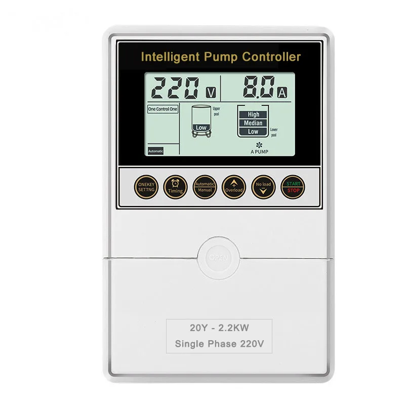 20Y Single Phase 3kW Automatic Water Pump Controller LCD Screen 220V Timer Water Shortage Alarm Low Pressure Pump Home Use