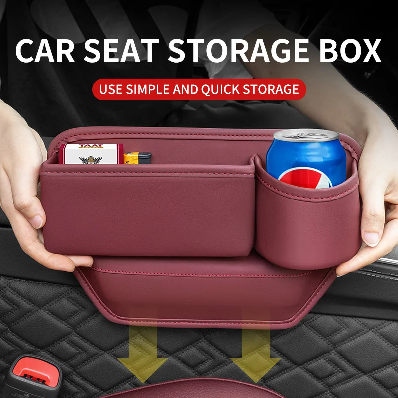 Car Leather Seat Gap Storage Box For Toyota Gazoo Racing Rav4 Celica BZ4X Fortuner GR86 Innova Raize Rush Revo Tacoma GR Sport