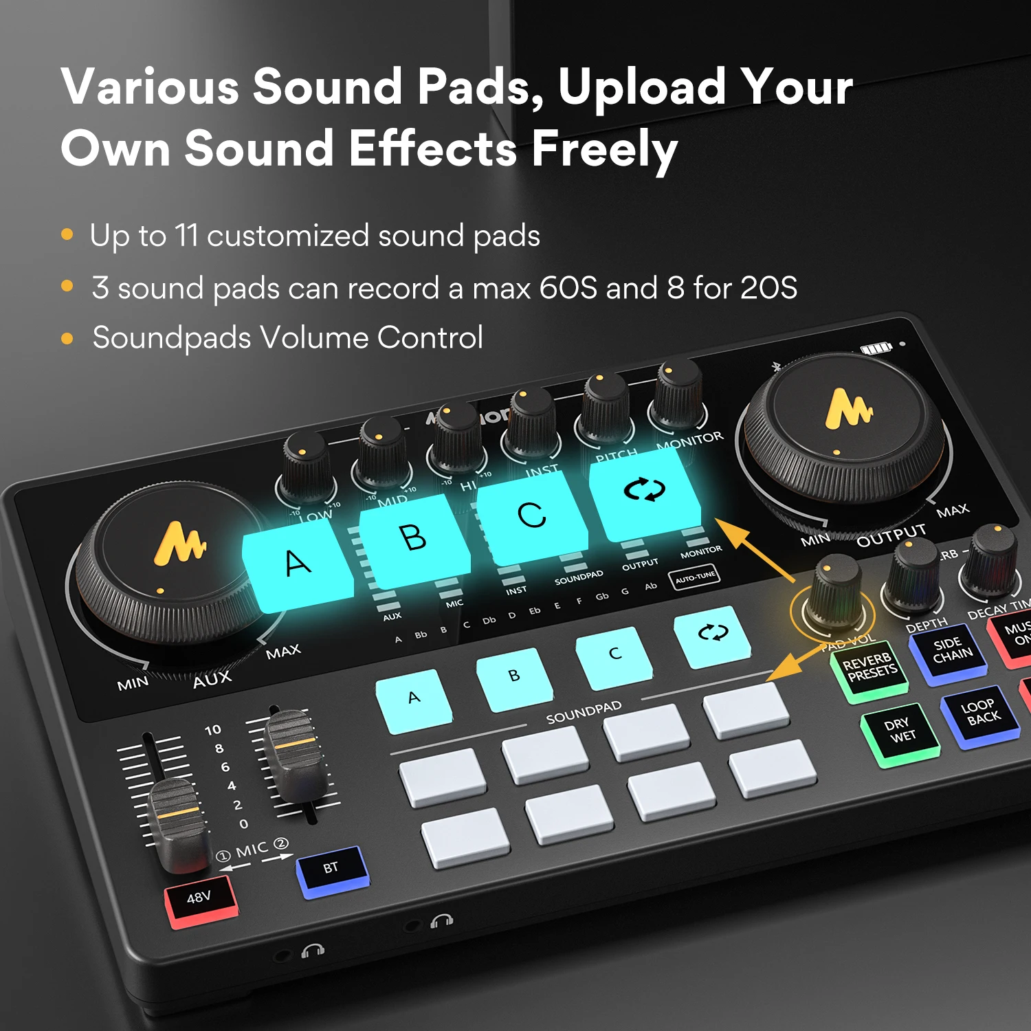 البرازيل المحلي Maono AME2 خلاط controladora dj كارت الصوت المحمولة استوديو تسجيل معدات البث التسجيل والبث