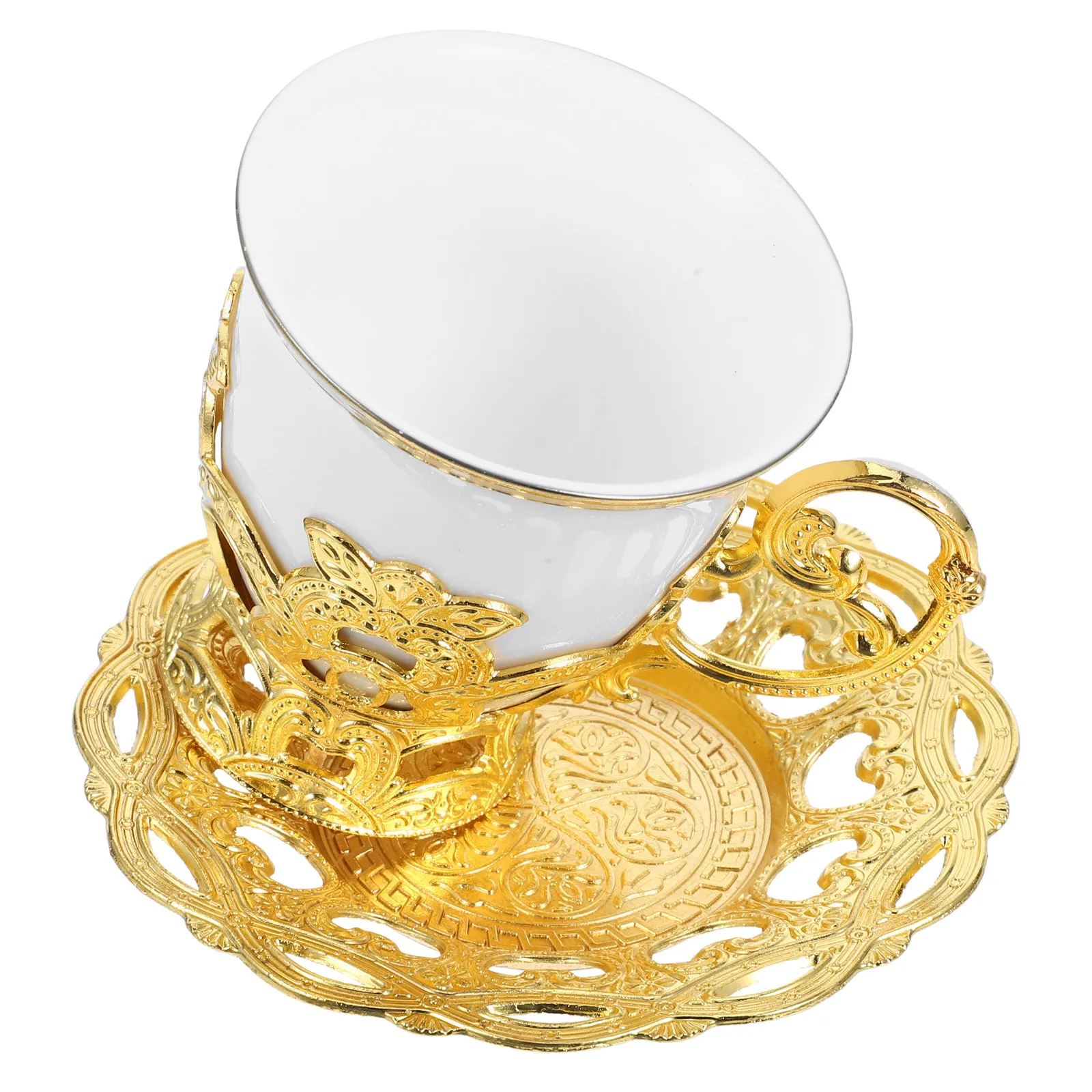 

1 Set Coffee Cup Set Turkish Vintage Coffee Cups Small Espresso Saucer Cappuccino Elegant Embossed Design Cappuccino Cup