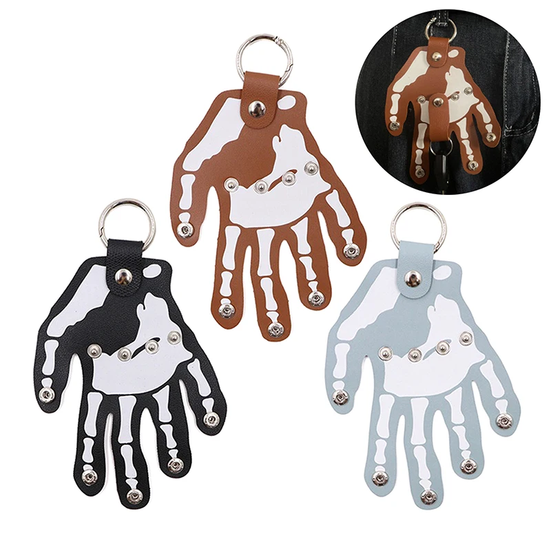 

Creative Quirky Palm Leather Keychain Cool Halloween Pendant Door Lock Keyring Novelty Toy Backpack Accessories Gifts
