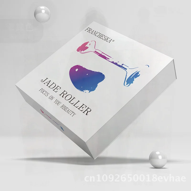 مجموعة أسطوانة الرأس المزدوجة من اليشم الوردي أدوات التجميل مكشطة الوجه صندوق ألوان دفع نوع مدلك الوجه جهاز العناية بالبشرة غير الكهربائية