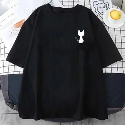 2024 Cat Print T Shirt Summer Sport Jogging Top Short Sleeve Outdoor Fashion T Shirt Loose Soft Shirt Casual Tees