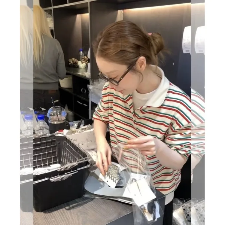 Универсальный полосатый топ с базовым слоем, женский корейский свитер, универсальный одинаковый свитер на весну, осень и зиму, внутренняя одежда