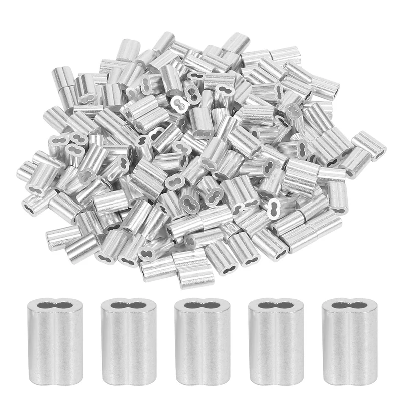 200PCS 1/16 Inch Cable Ferrule Set Aluminum Alloy Crimping Loop Sleeve For Wire Rope