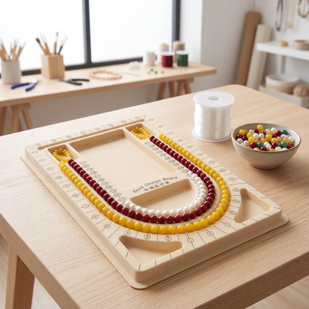 Handmade Colorful Plastic Bead Board Design Board Crafts Jewelry Making Measuring Tools Scale Board Portable