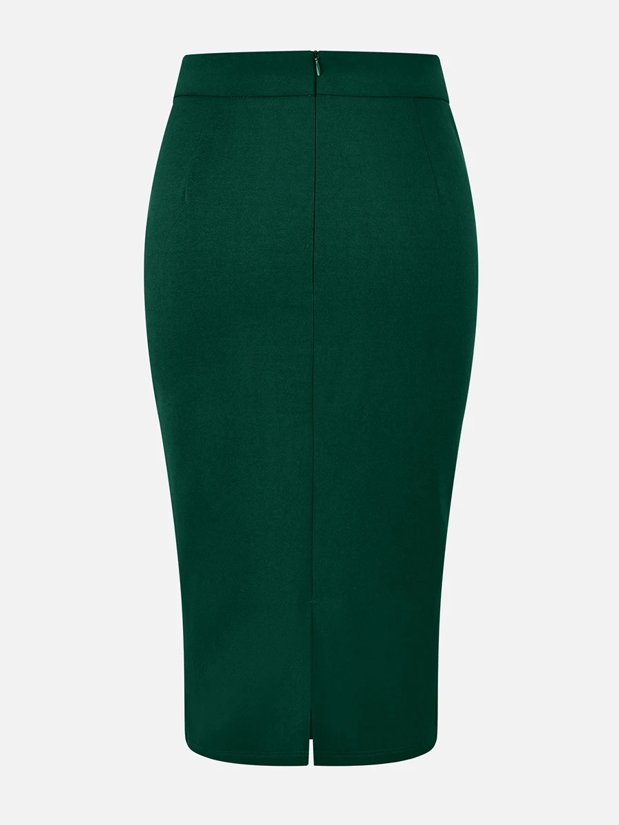 Damen Bleistiftrock mit Hoher Taille, Eleganter Büro-Midirock, Schlanke Passform, Einfarbig, Schicke Arbeitskleidung, Damenunterteil 2026 – Detail 5