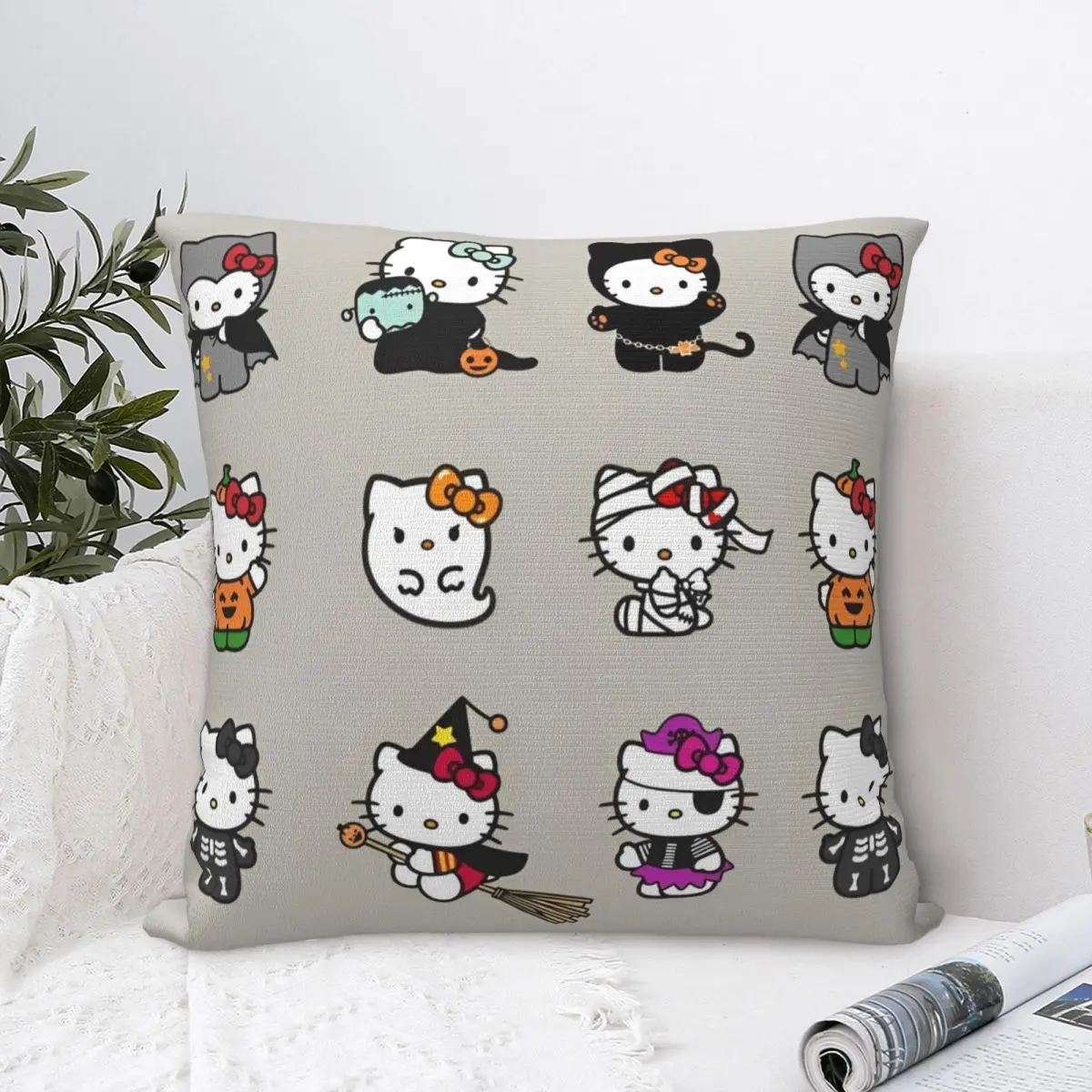 Official Hello Kitty Halloween Ghost Pillowcase Printed Polyester Cushion Cover Decorative Pillow Case Cover Home Square 40X40cm