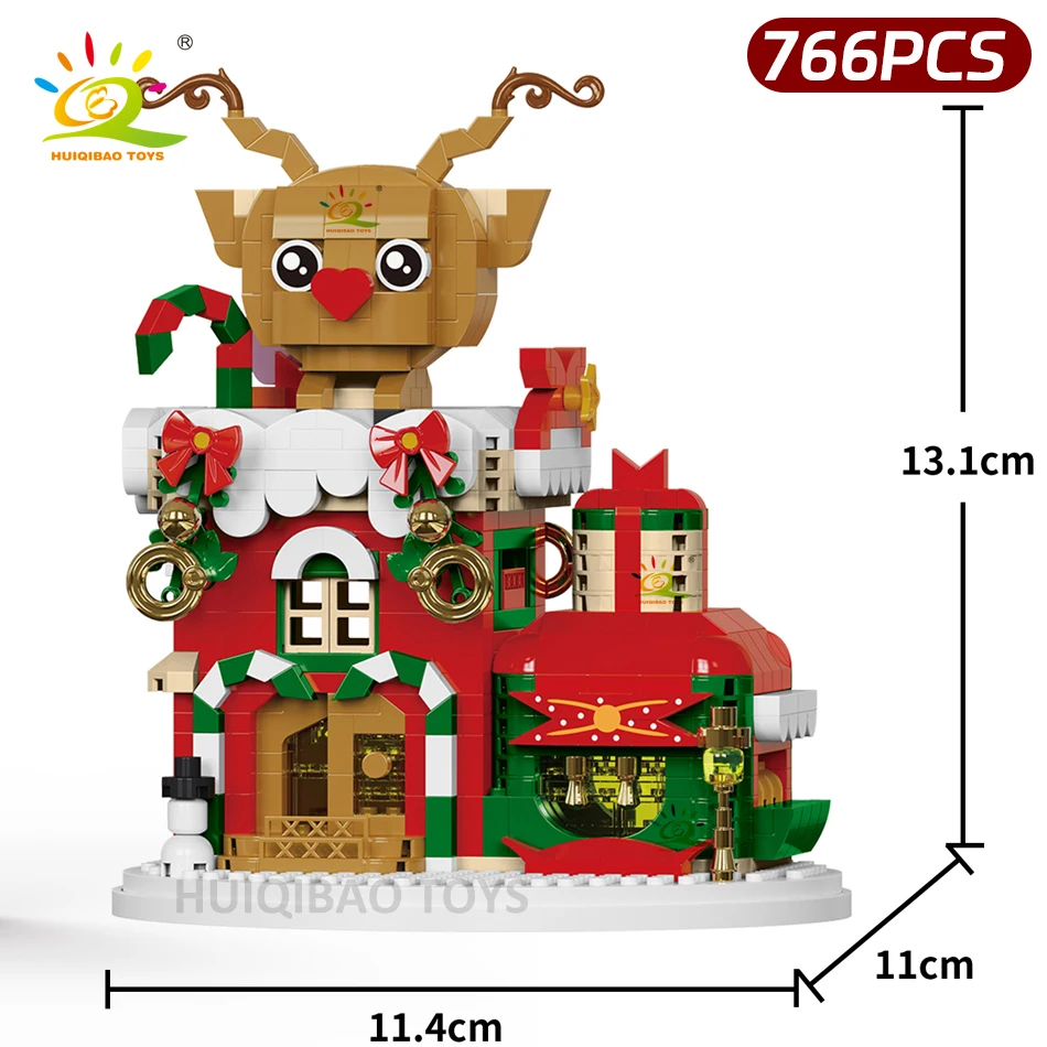 HUIQIBAO เด็ก Mini Christmas Tree Santa Claus House รุ่น Micro Building Block DIY Snowman อิฐของเล่นผู้ใหญ่เครื่องประดับของขวัญ