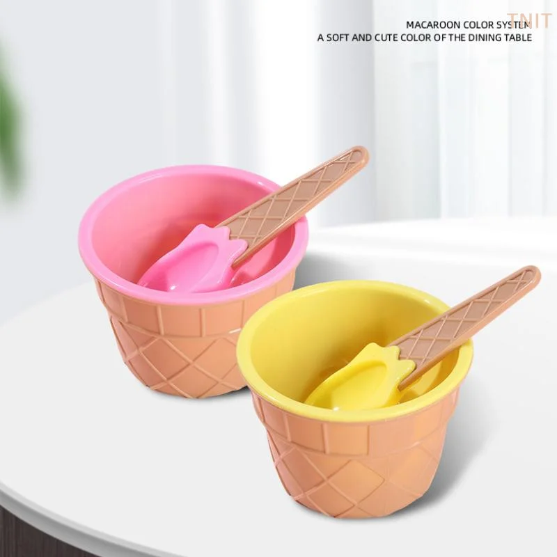 [J] Vibrant Color Ice Cream Bowls With Spoons Dessert Sundae Dishes Set For Birthday Holiday Party Ice Cream Favor Gift Decor