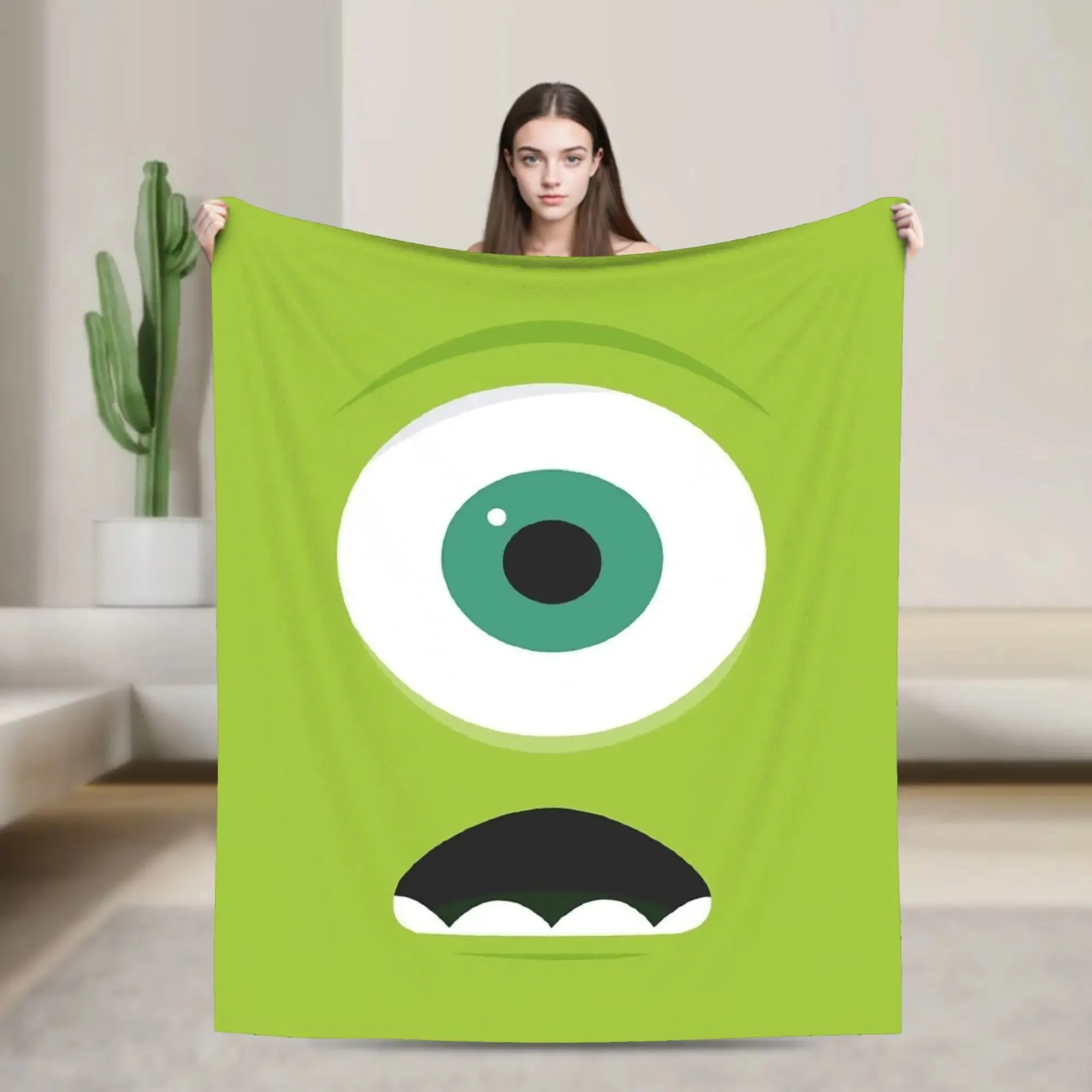 

Mike Wazowski Monsters University Flannel Throw Blankets Monsters Inc Blankets for Sofa Bedroom Warm Bedroom Quilt,