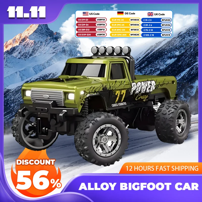 RC Bigfoot 1/64 Speed Mini Off-road Climbing Car Alloy Cool Appearance Light Shock Absorption Children\'s Toy Gift