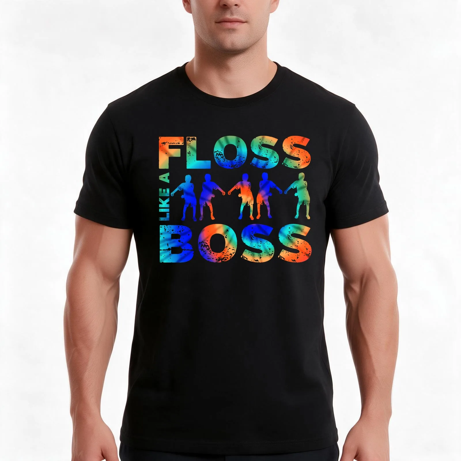 FLOSS LIKE A BOSS TIE DYE Newest Dance Move Art Gift T-Shirt, Summer Casual Cotton Tee, Oversized Streetwear Tops, 100% Cotton