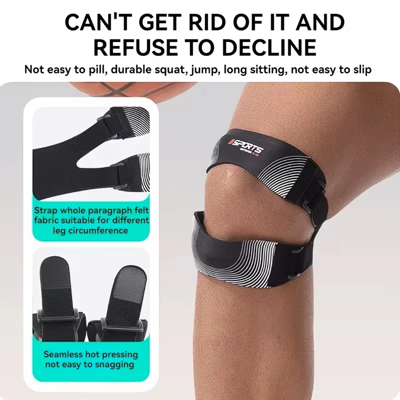 1 Stück Patella-Kniebandage, Verstellbare Orthopädische Kompressionsbandage zur Unterstützung der Patellasehne, Pro-Meniskusriss-Patella-Pads für Männer und Frauen – Detail 3