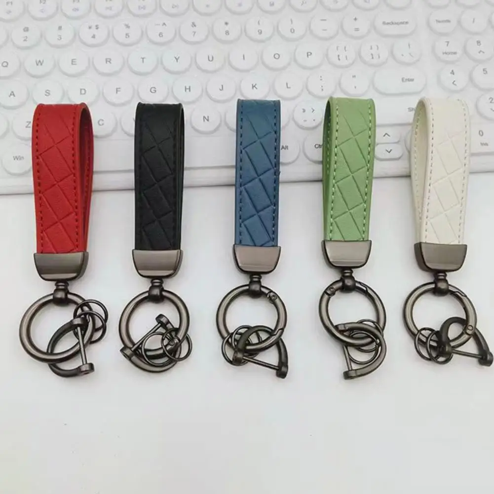 Luxury Faux Leather Car Key Chain Elegant Solid Color DIY Waterproof Car Key Ring Holder Pendant Backpack Keychain Ornament