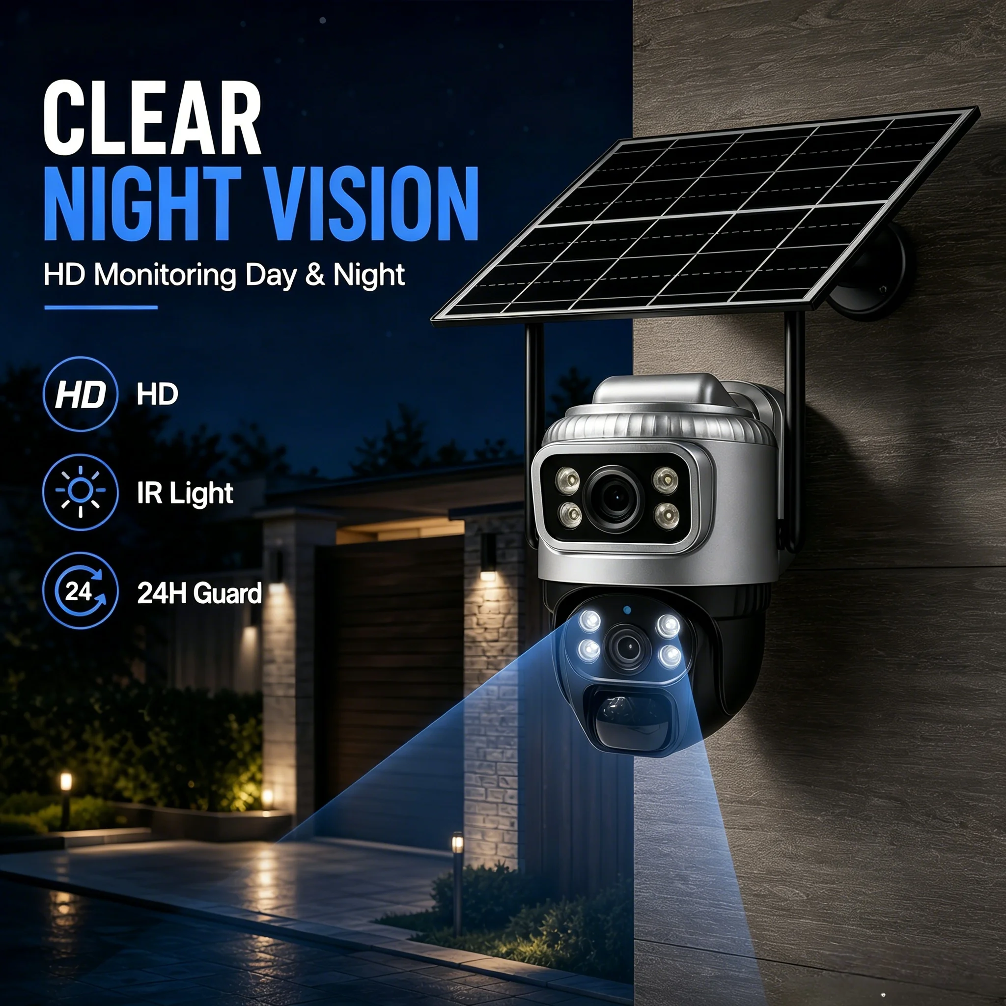 8MP 4K 4G Solar PTZ Security Camera Dual Lens Outdoor - 4G SIM Card, Auto Tracking, Full Color Night Vision, 2-Way Audio, IP66 W view 3