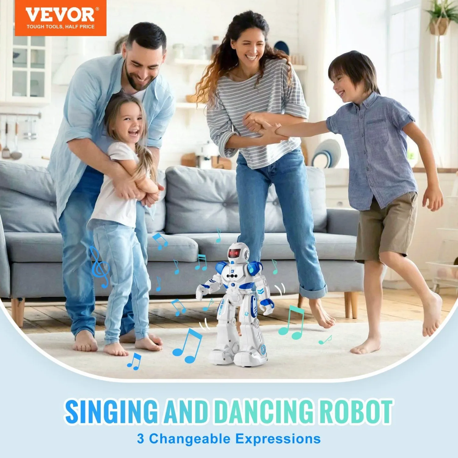 Robot Kontrol Jarak Jauh & Gerakan |   Pemrograman 50-Tahap Cerdas |   Menyanyi & Menari |   Pengisian Daya Tipe-C |   Mainan Interaktif Anak untuk Kesenangan & C
