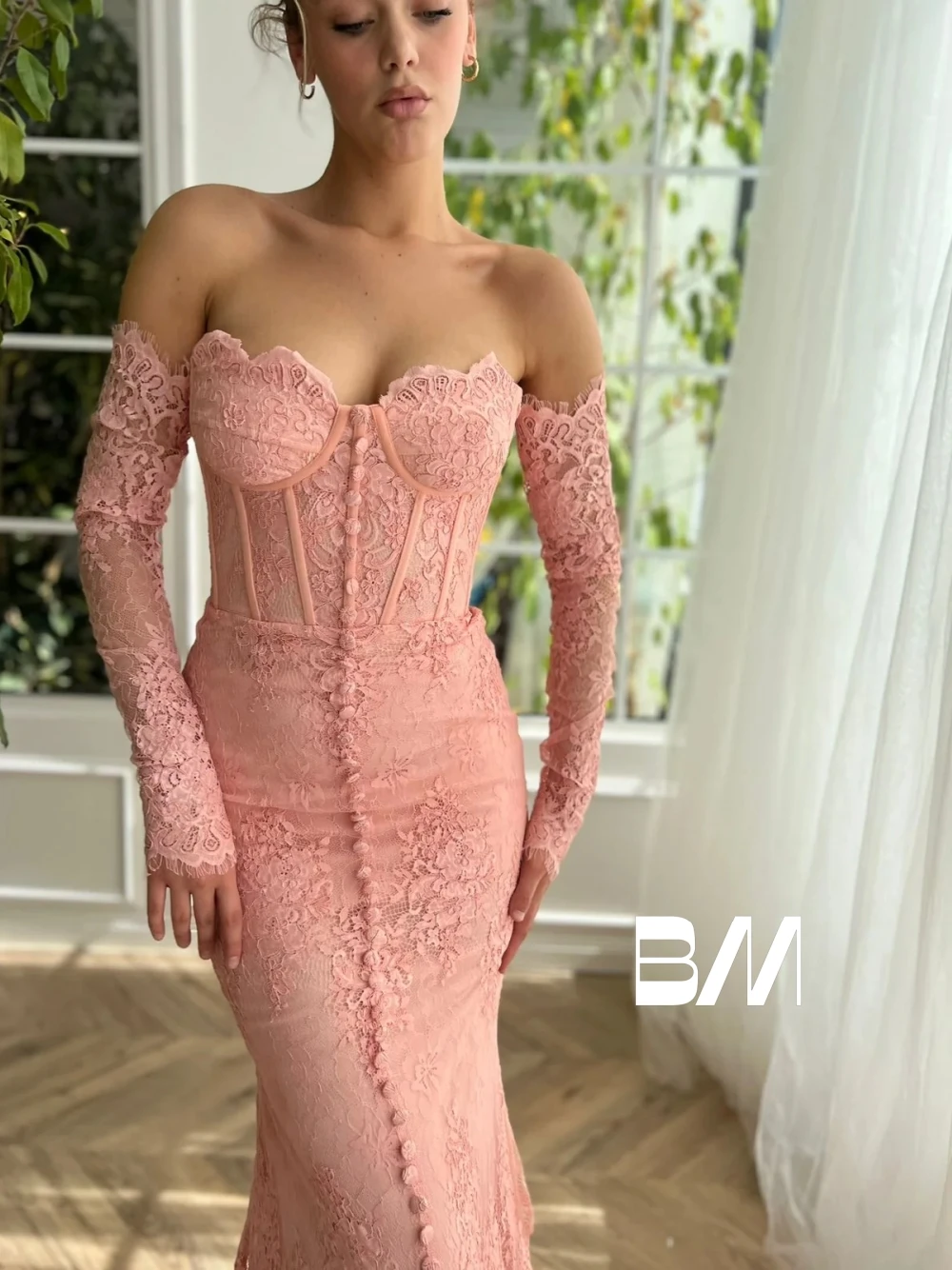 Graceful Corset Off the Shoulder Evening Dress Women Customized Sweet Lace Celebrity Prom Modern Party Formal Occasions Gown