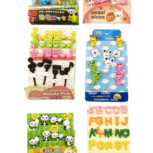 어린이 음식 추천 만화 과일 포크 유아 점심에 적합 장식 음식 추천 재사용 가능한 도시락 이쑤시개 세트 