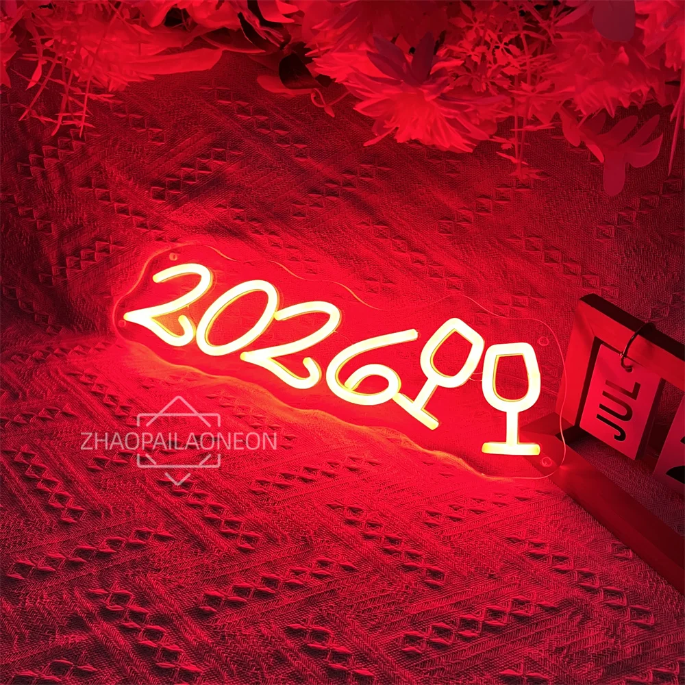 2026 النيون وحدة إضاءة LED جداريّة غرفة ديكور الحفلات عيد الميلاد ضوء النيون سنة جديدة سعيدة ديكورات جدرانية للمنزل تخصيص الهدايا #5