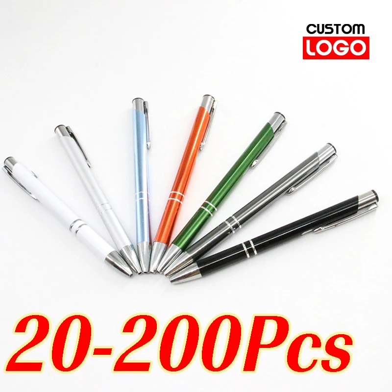 

20-200 Pens Customized Ballopint Pen Personalized Metal Ball Pen Support Engave Logo Advertising Pen Office Writing Supplies