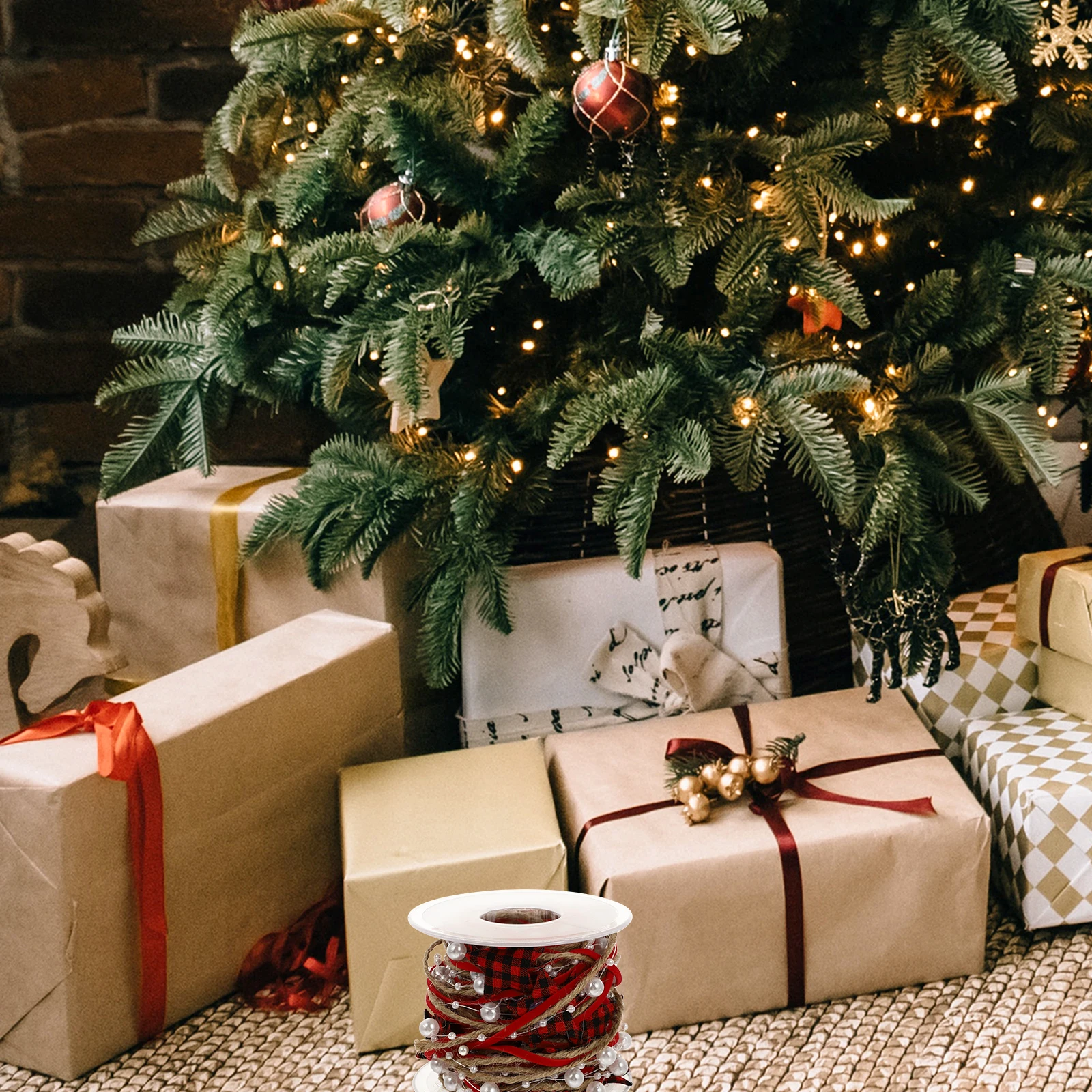 

1 Roll Christmas Gift Wrapping Ribbon Christmas Tree Decor For Xmas Party Diy Craft Bows Gift Bags Vintage Style Festival