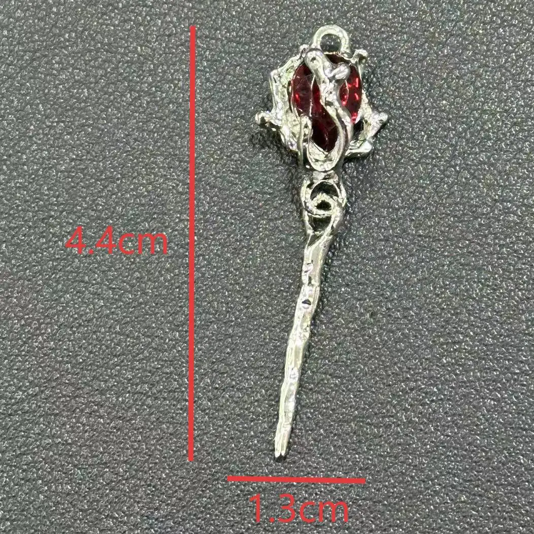 Simple and fashionable versatile rose pendant accessories, zinc alloy inlaid with ruby necklace materials