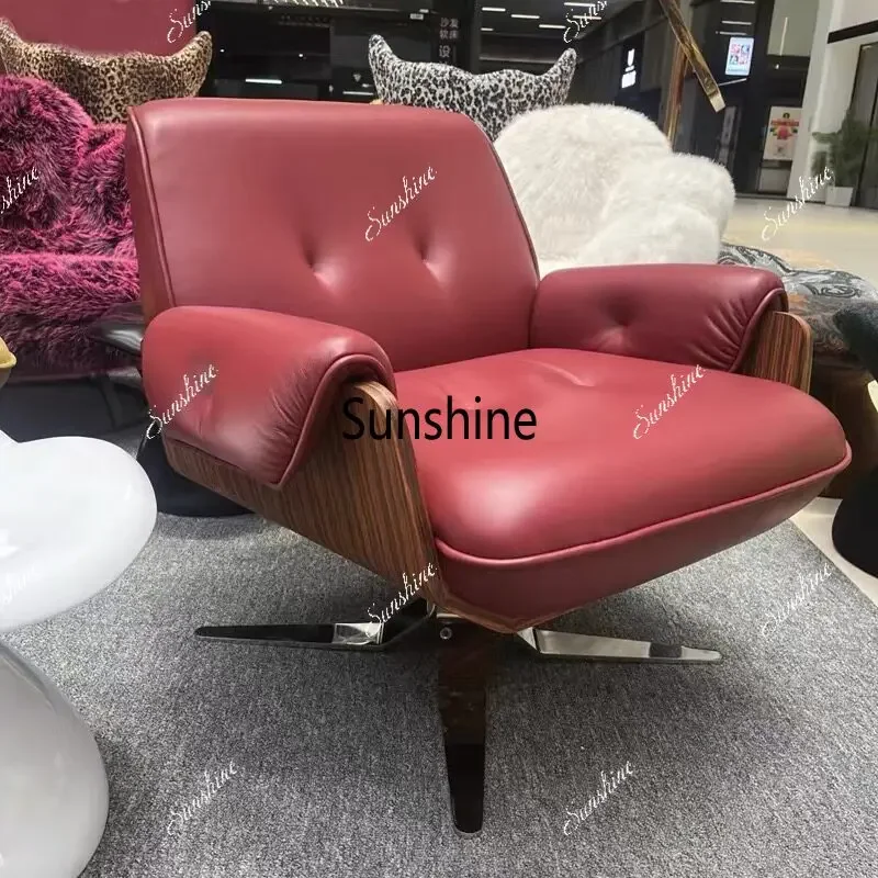 YY- Italian minimalist solid wood leisure chair leather single sofa