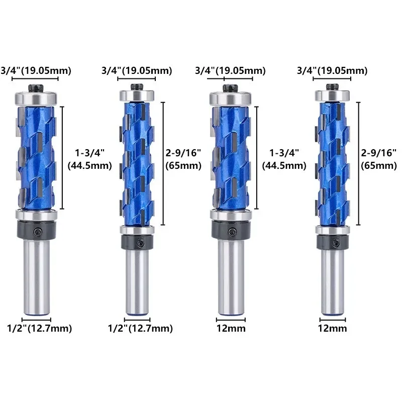 Fresa CMCP de 12mm, vástago de 1/2 ", fresa de extremo de ajuste al ras, espiral de carburo sólido, doble rodamiento, broca enrutadora CNC para madera