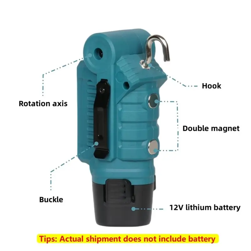 Fine Workmanship 2X Lithium Work Light Maintenance Light With Hook, Magnetic Suction, Rotating And Folding For 12V Makita