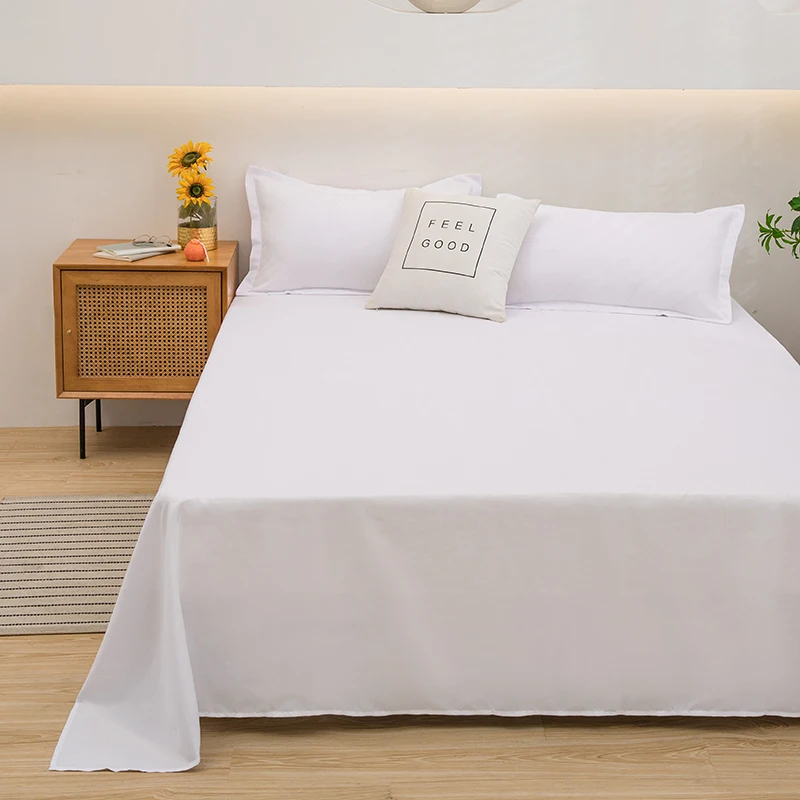 Soft Home Bed Linen Sheets Bed Flat Sheet for Double Bed Plain Solid Color Top Sheets Single/Queen/King Flat Bedsheets