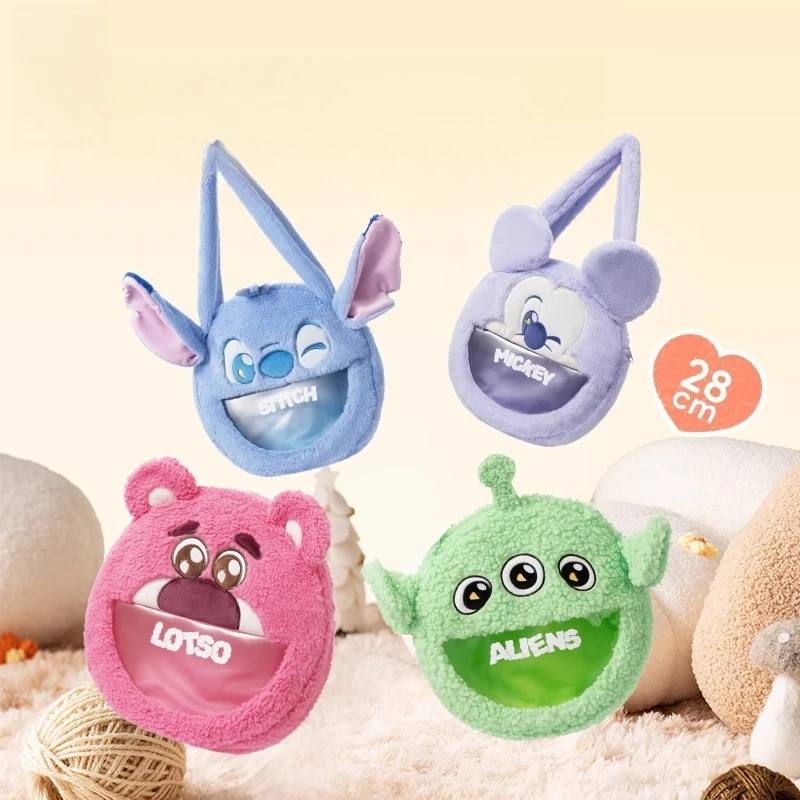 

MINISO Disney Fluffy Series Pain Bag Large Head Plush Shoulder Bag Fashion Women Handbag Crossbody Bag