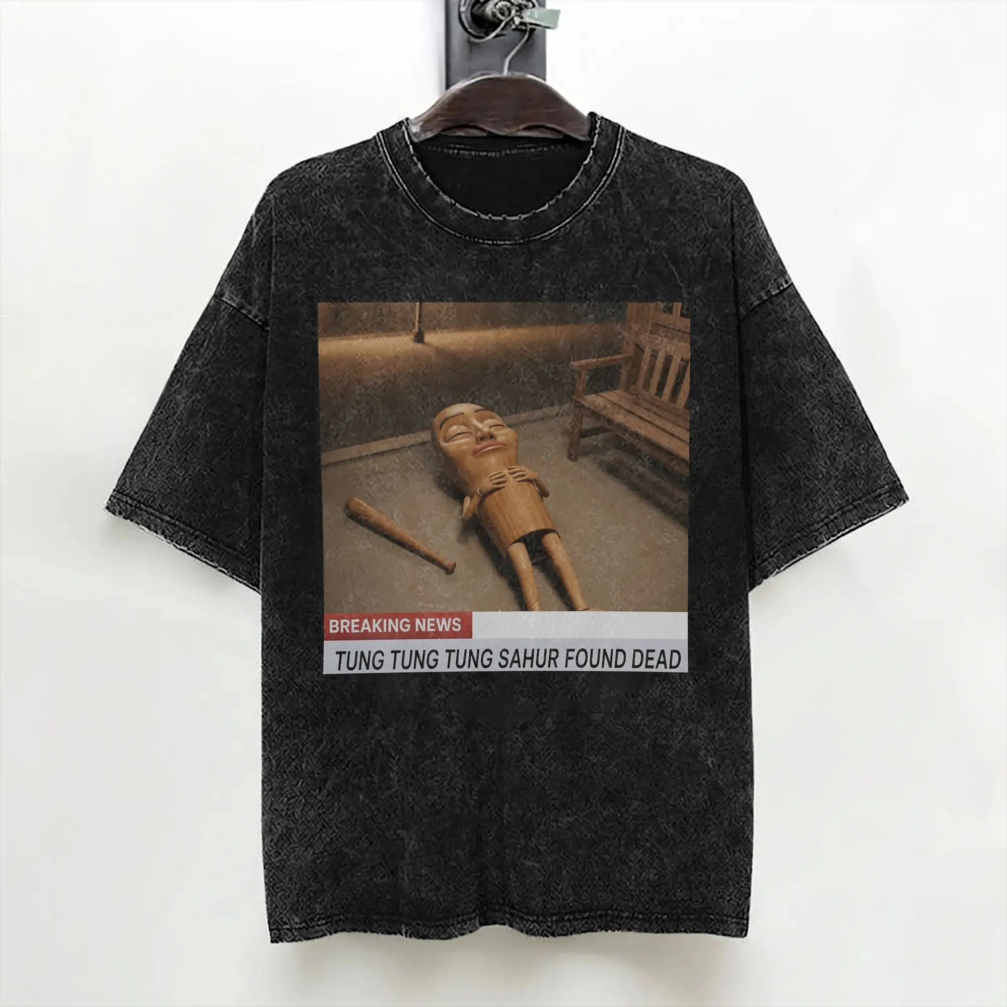 Washed T Shirts Tung Tung Tung Sahur Dead Funny Triple T Hip Hop Vintage T-Shirt High Street  Streetwear Tops Tee Shirt for Men