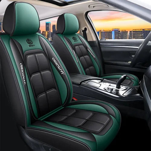 Cojín para asiento de coche envolvente completo, funda de asiento de cuero universal para todas las estaciones, resistente al desgaste, resistente a la suciedad y transpirable